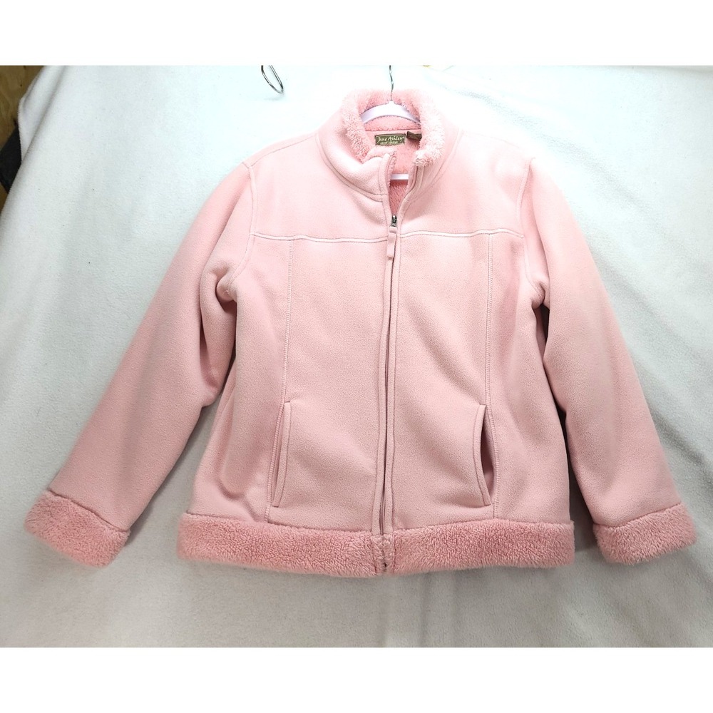Jane Ashley Sherpa Lined Fleece Jacket Pink Full Zip Sz XL